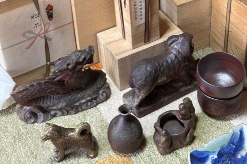倉敷市児島下の町:出張にて備前焼,干支,置物,花器,花瓶,煎茶器,工芸品など多数を出張査定,買取(訪問)させて頂きました。の画像