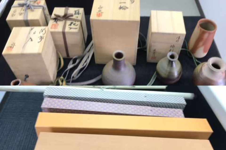 【倉敷市：蔵の美本店】備前焼、花瓶、壺、酒器、掛軸を店頭査定、買取（持ち込み）しましたの画像