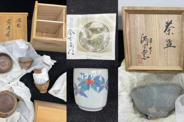 蔵の美本店で倉敷市真備町在住のお客様より備前焼、煎茶道具、茶杯を持ち込み査定の画像